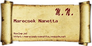 Marecsek Nanetta névjegykártya